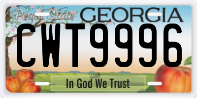 GA license plate CWT9996