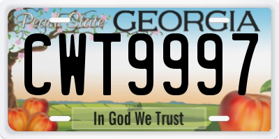 GA license plate CWT9997