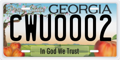 GA license plate CWU0002
