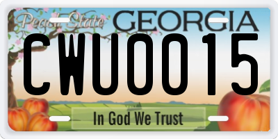 GA license plate CWU0015