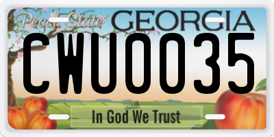 GA license plate CWU0035