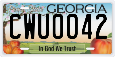GA license plate CWU0042