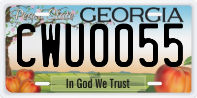 GA license plate CWU0055