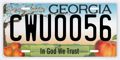 GA license plate CWU0056