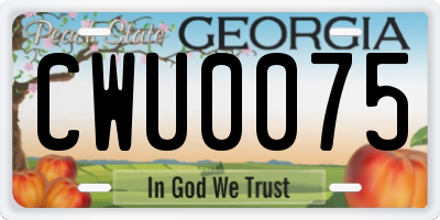 GA license plate CWU0075