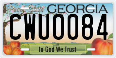 GA license plate CWU0084