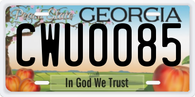 GA license plate CWU0085