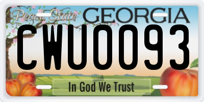 GA license plate CWU0093