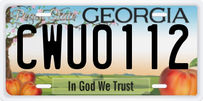 GA license plate CWU0112