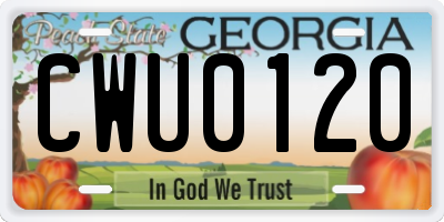 GA license plate CWU0120