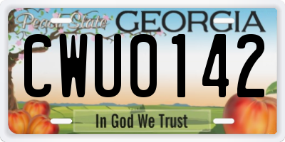 GA license plate CWU0142