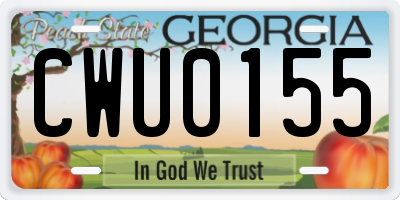 GA license plate CWU0155