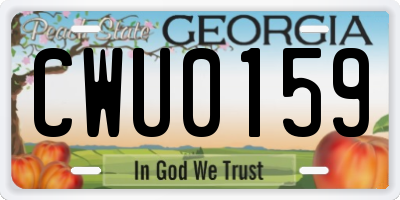 GA license plate CWU0159