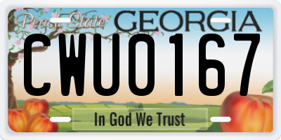 GA license plate CWU0167