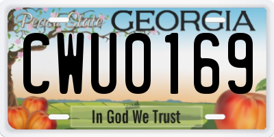 GA license plate CWU0169