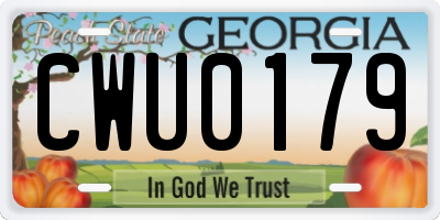 GA license plate CWU0179