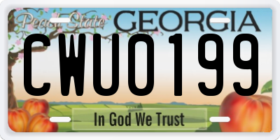 GA license plate CWU0199