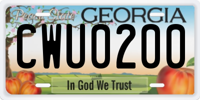 GA license plate CWU0200