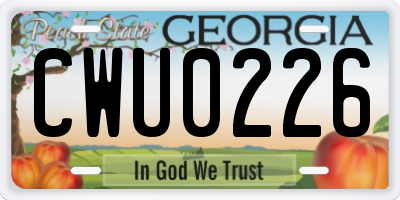 GA license plate CWU0226