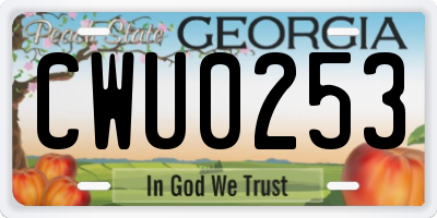 GA license plate CWU0253