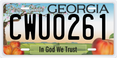 GA license plate CWU0261