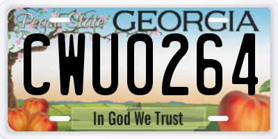 GA license plate CWU0264