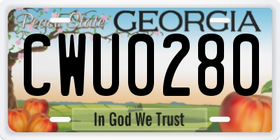 GA license plate CWU0280