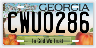 GA license plate CWU0286