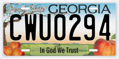 GA license plate CWU0294