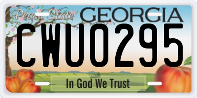 GA license plate CWU0295