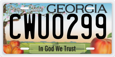 GA license plate CWU0299