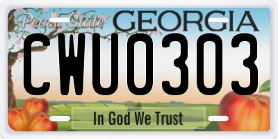 GA license plate CWU0303