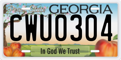 GA license plate CWU0304