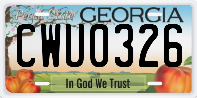 GA license plate CWU0326
