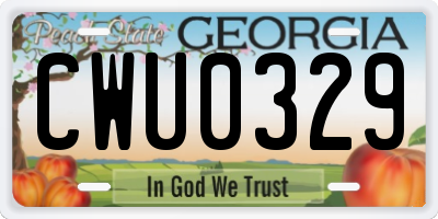 GA license plate CWU0329
