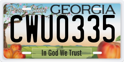 GA license plate CWU0335