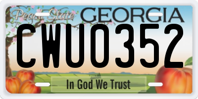 GA license plate CWU0352