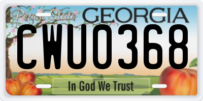 GA license plate CWU0368