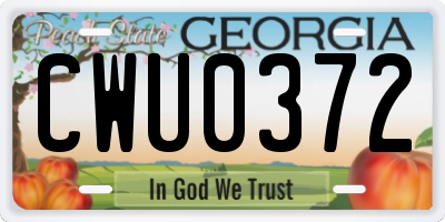 GA license plate CWU0372