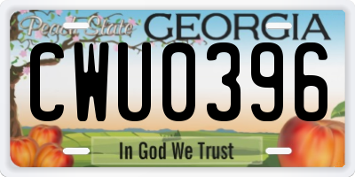 GA license plate CWU0396