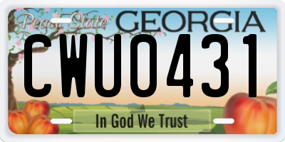 GA license plate CWU0431