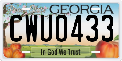 GA license plate CWU0433