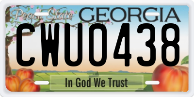 GA license plate CWU0438