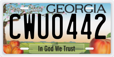 GA license plate CWU0442