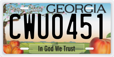 GA license plate CWU0451