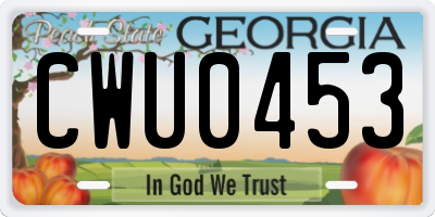 GA license plate CWU0453