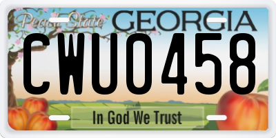 GA license plate CWU0458
