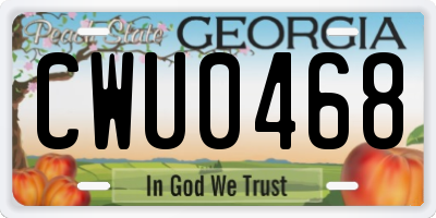 GA license plate CWU0468