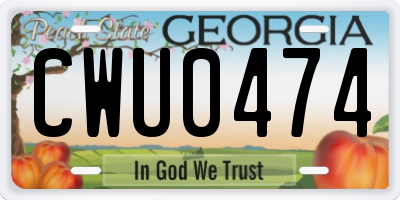 GA license plate CWU0474