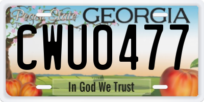 GA license plate CWU0477